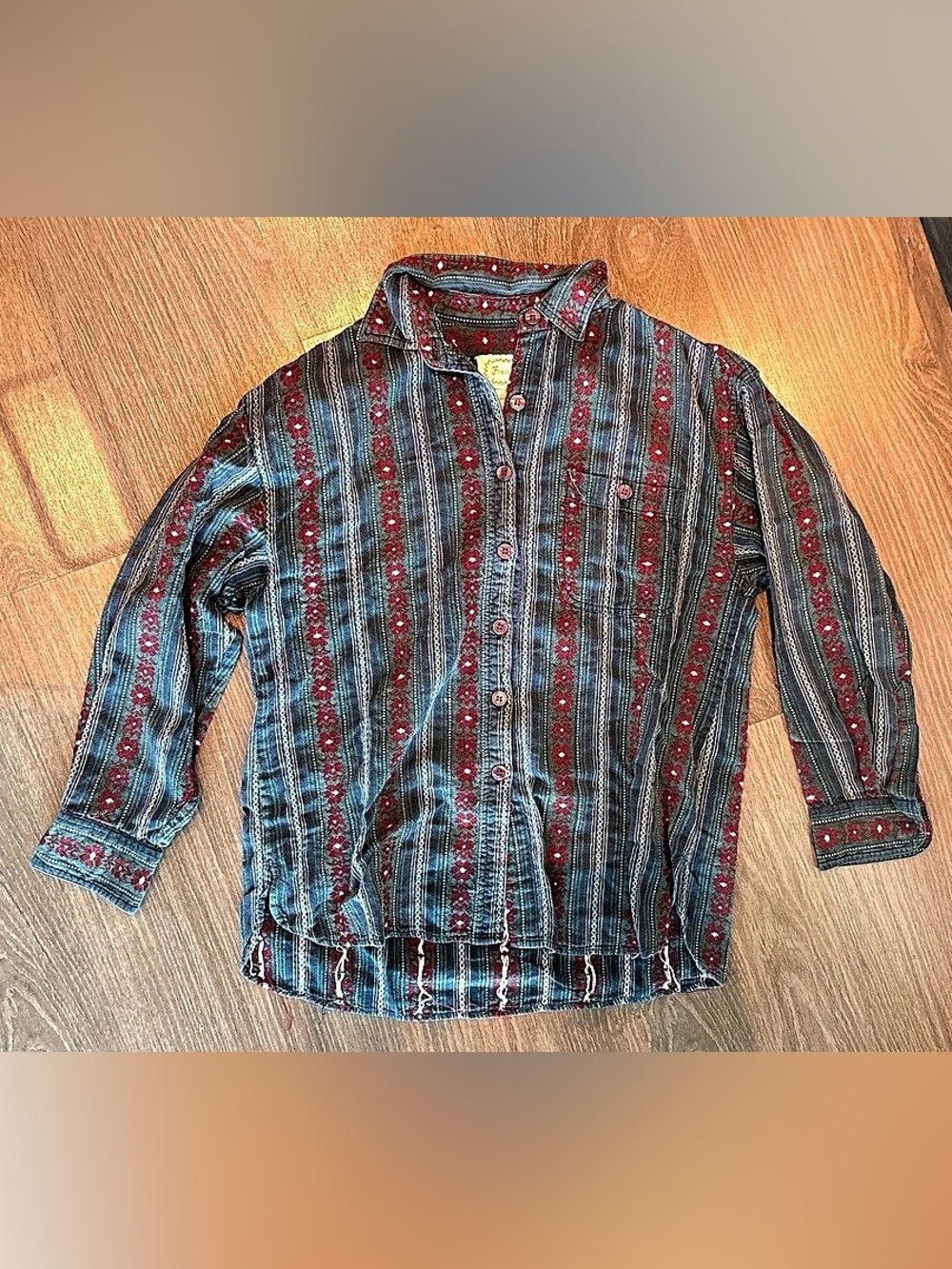Fresh Basil Floral Button Down Cotton Size Medium